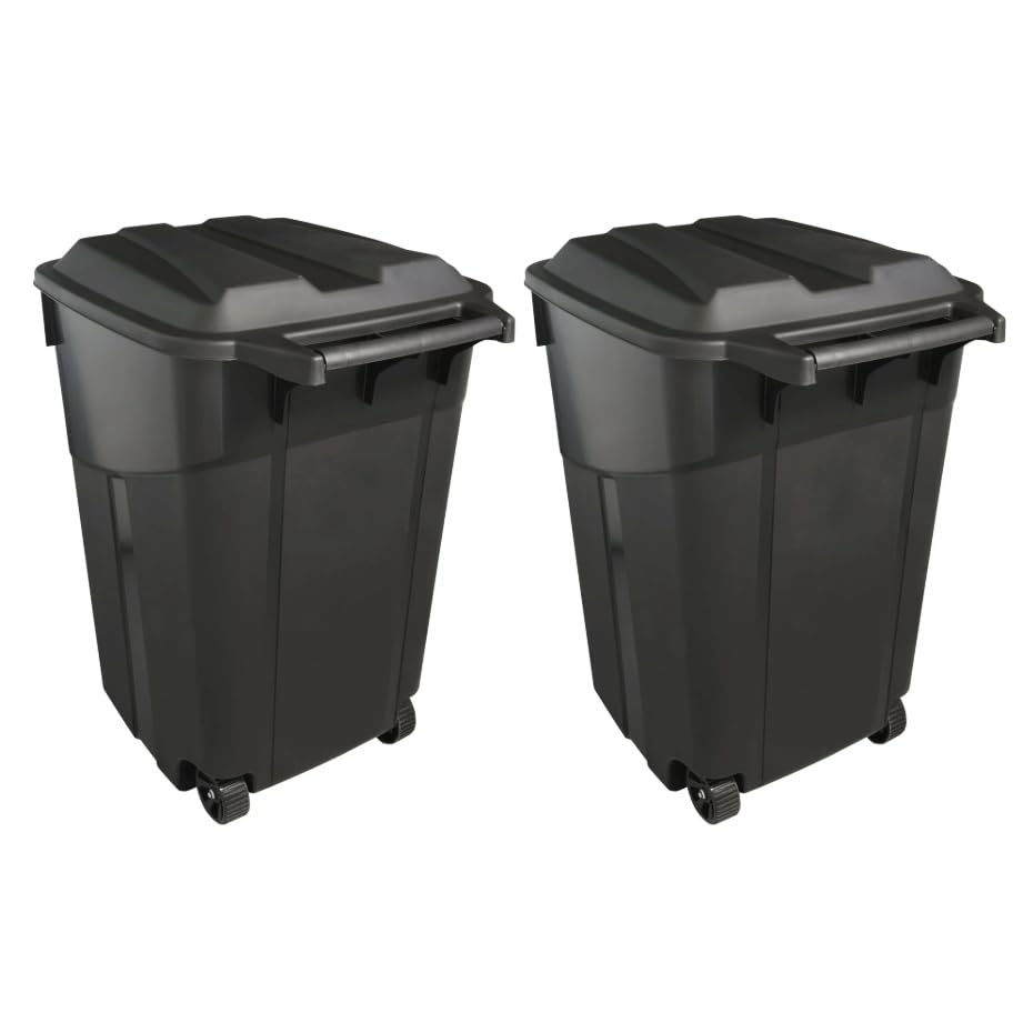 45 Gallon Heavy Duty Plastic Trash Cans with Wheels T352