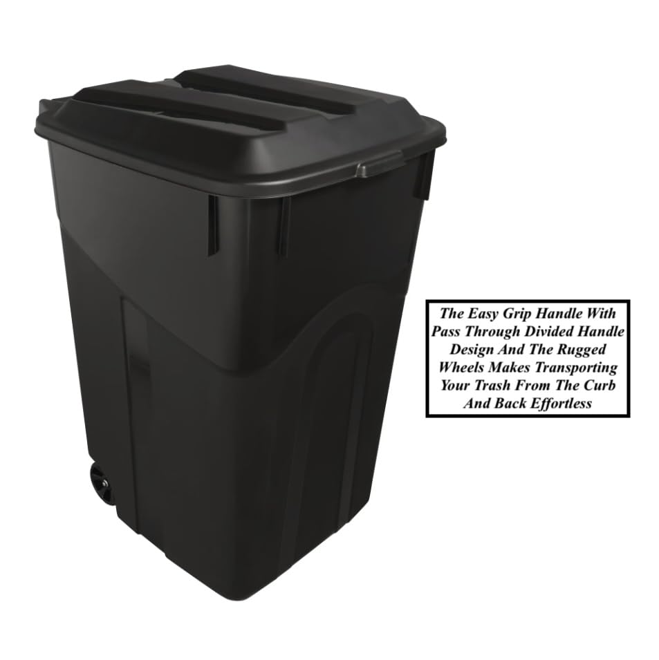 45 Gallon Heavy Duty Plastic Trash Cans with Wheels T352