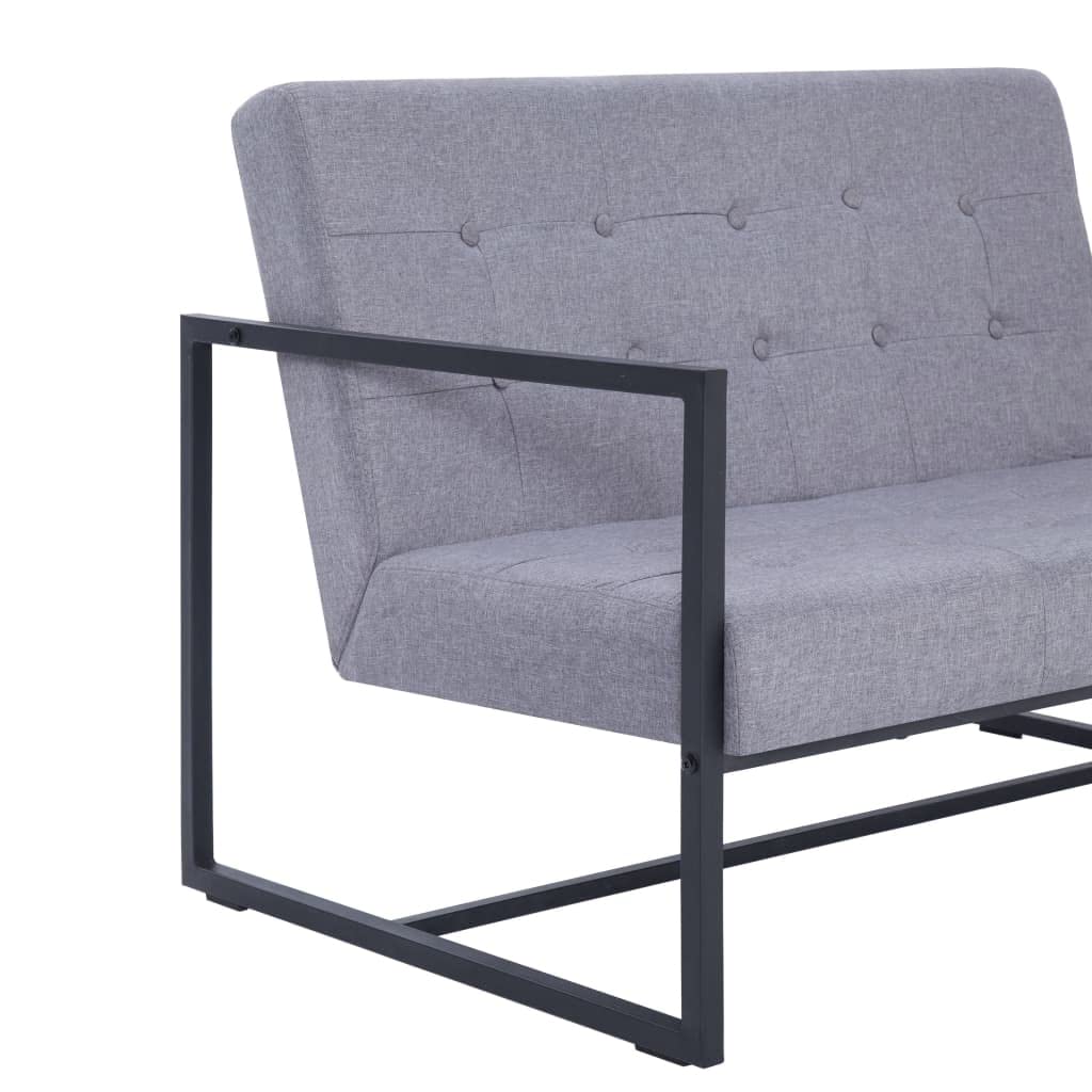 Light Gray 2-Seater Upholstered Fabric Sofa with Armrests N5242