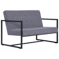 Light Gray 2-Seater Upholstered Fabric Sofa with Armrests N5242