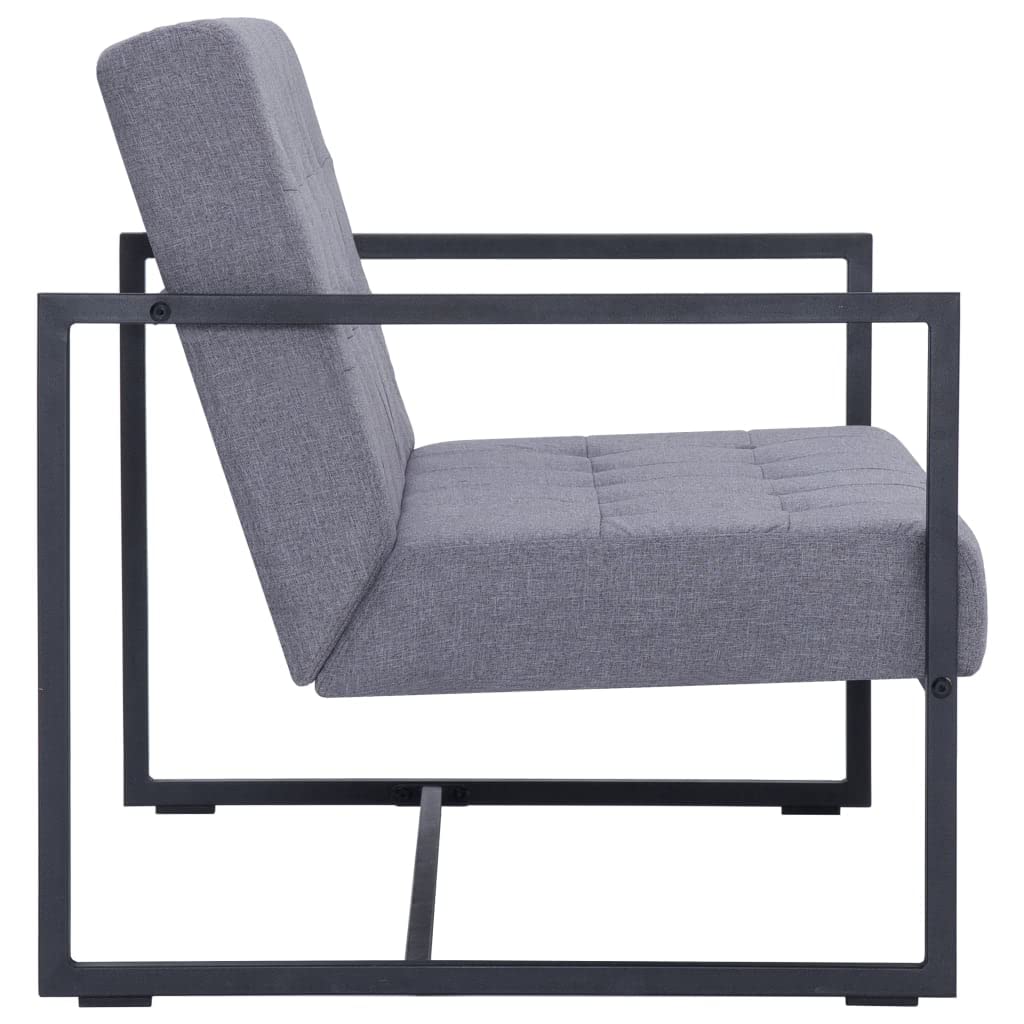 Light Gray 2-Seater Upholstered Fabric Sofa with Armrests N5242