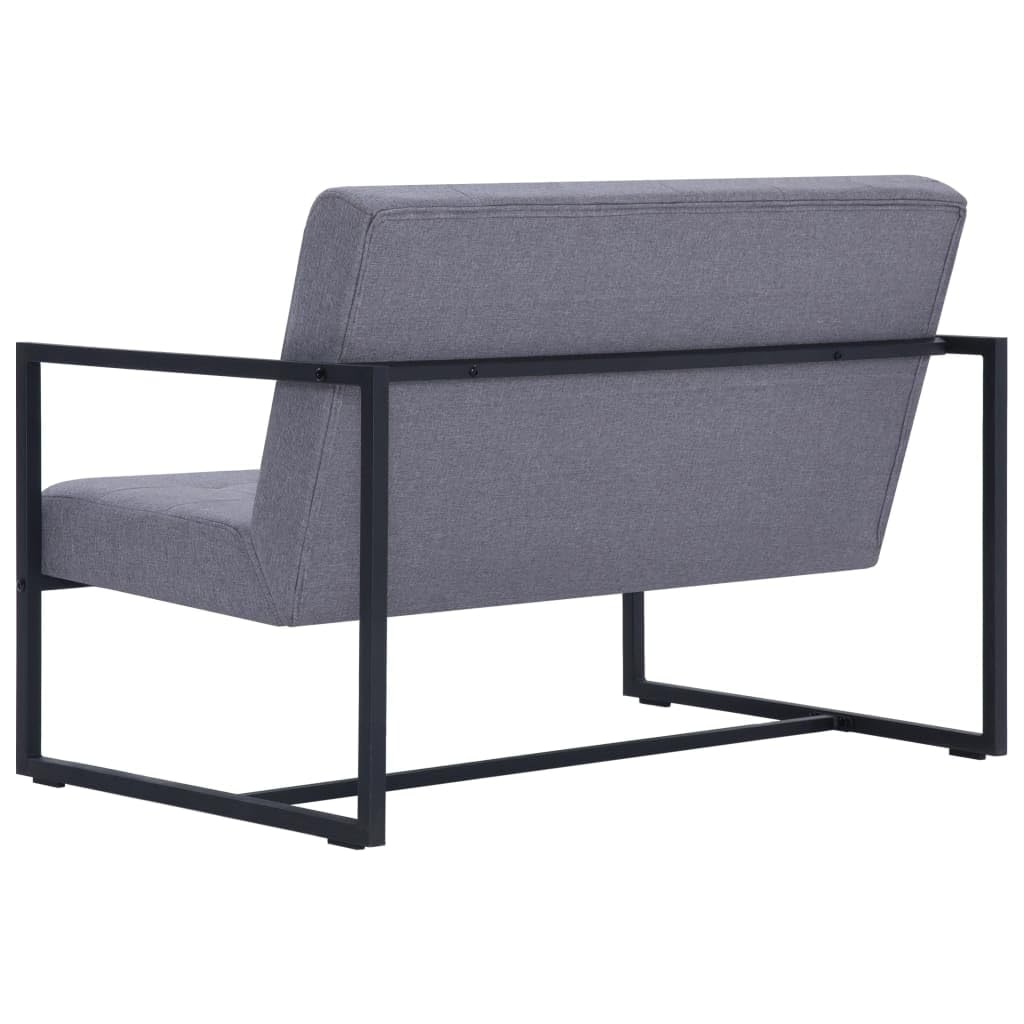 Light Gray 2-Seater Upholstered Fabric Sofa with Armrests N5242