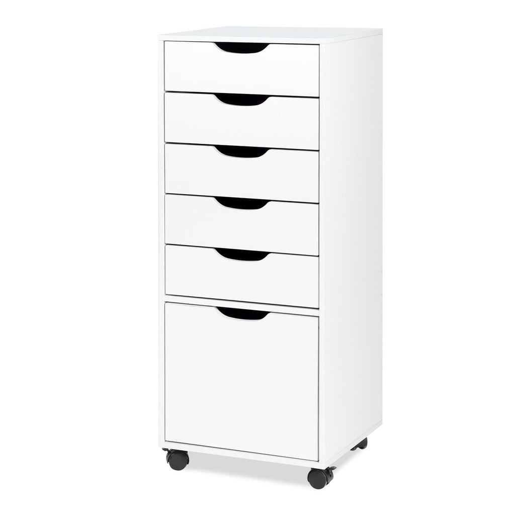White 5 Drawer Mobile File Cabinet Q308