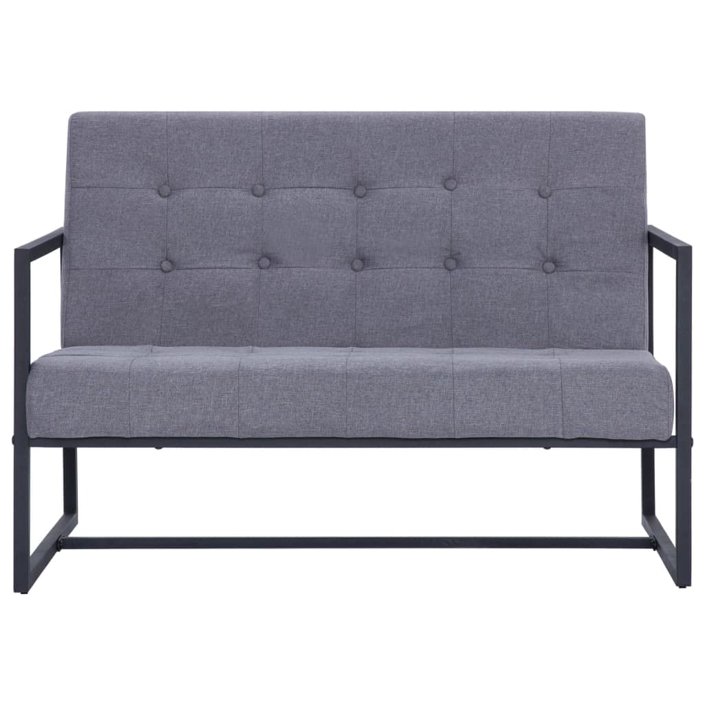 Light Gray 2-Seater Upholstered Fabric Sofa with Armrests N5242