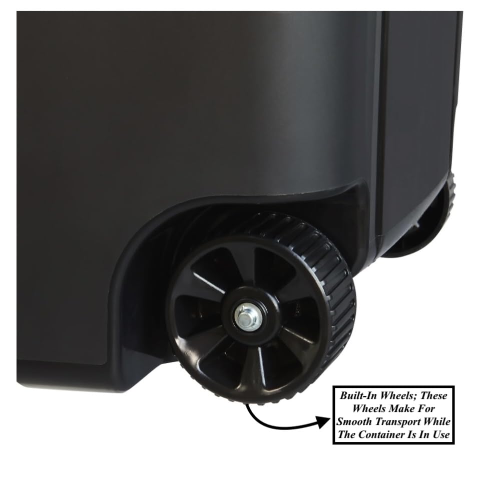 45 Gallon Heavy Duty Plastic Trash Cans with Wheels T352