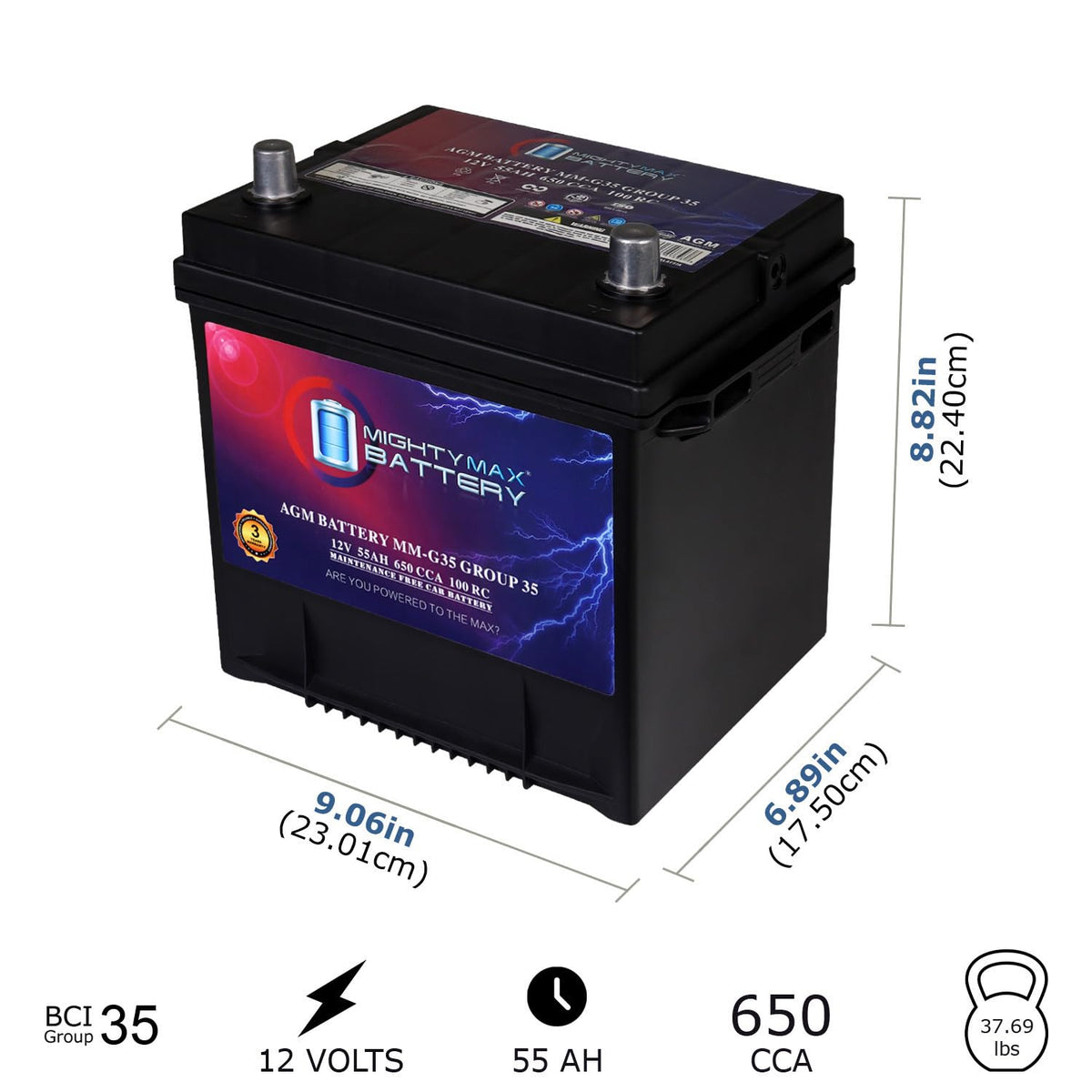 12V 55Ah AGM Replacement Battery E484