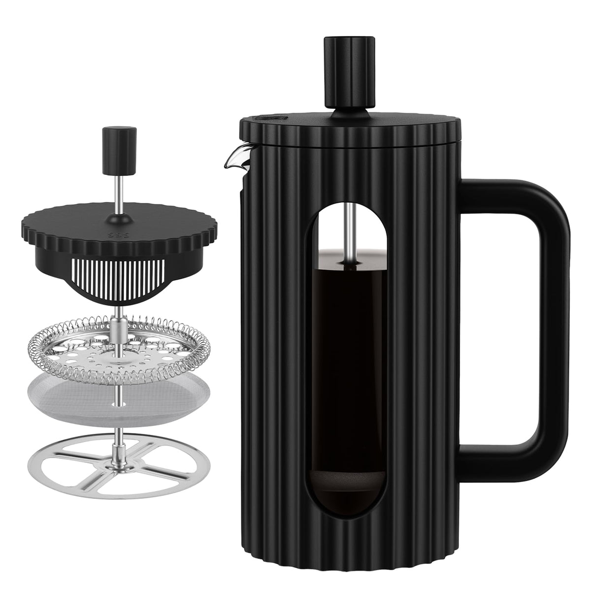 French Press Coffee Maker 12OZ Borosilicate Glass W5411
