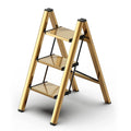 Gold Aluminum 3 Step Folding Stool, 330 lb Capacity F745