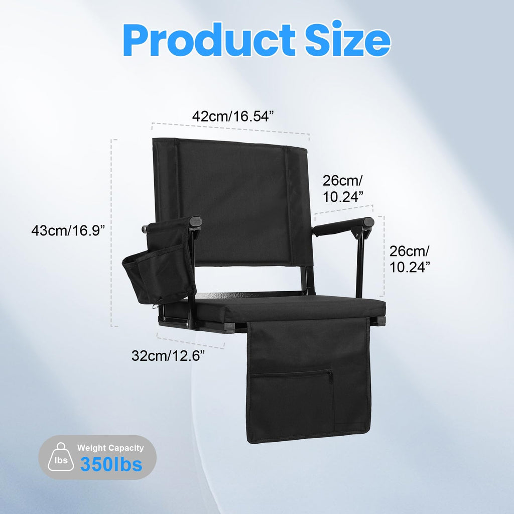 2 Pcs Folding Stadium Seat with Back Support and Cushion X676803