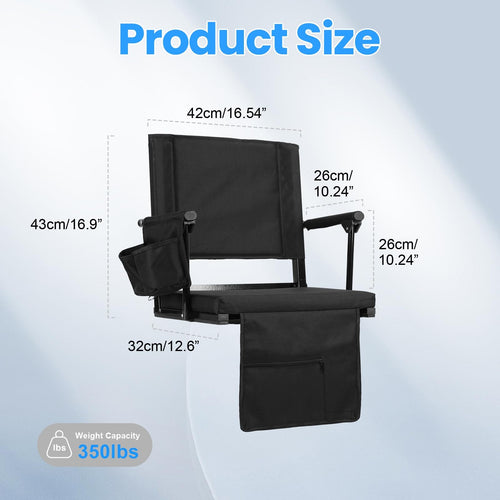 2 Pcs Folding Stadium Seat with Back Support and Cushion X676803