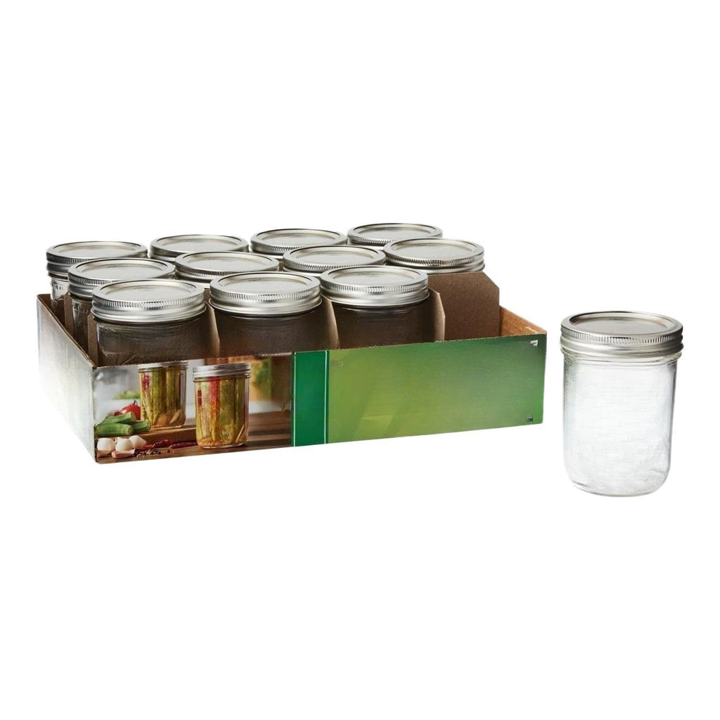 16 Oz Wide Mouth Glass Mason Jars with Lids & Bands, 12-Pack S606940