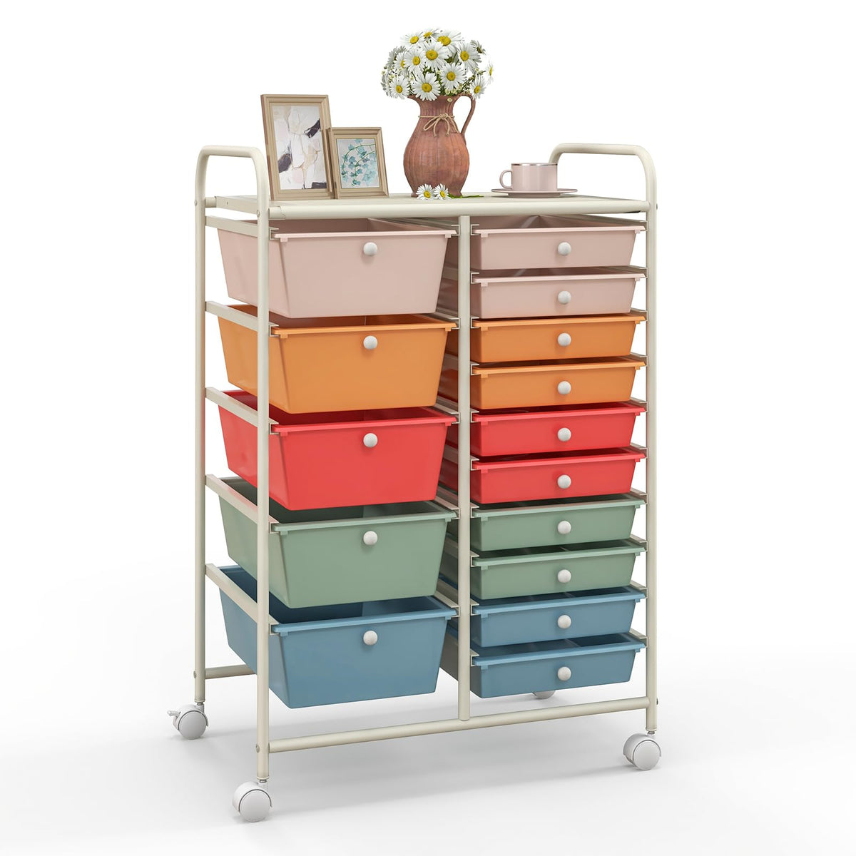 15 Drawer Rolling Storage Cart with Wheels B1766