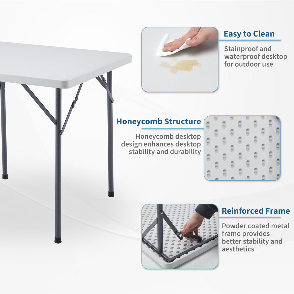 Square Folding Table 31.5"x31.5" Plastic Portable White I218