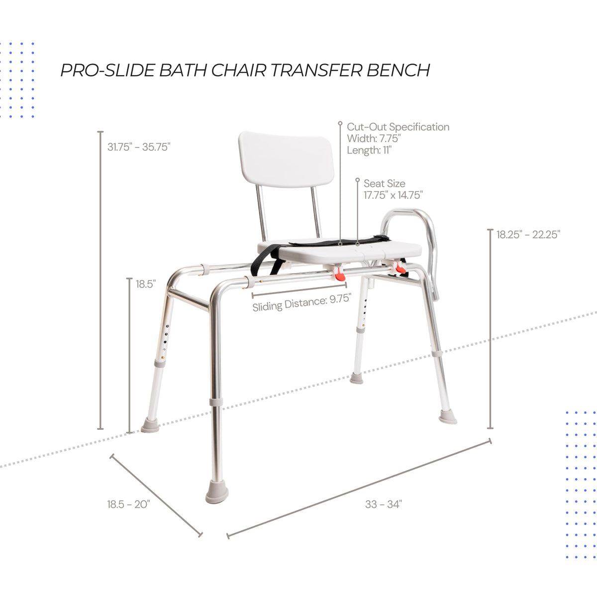 Height Adjustable Shower Chair & Tub Transfer Bench Z51949