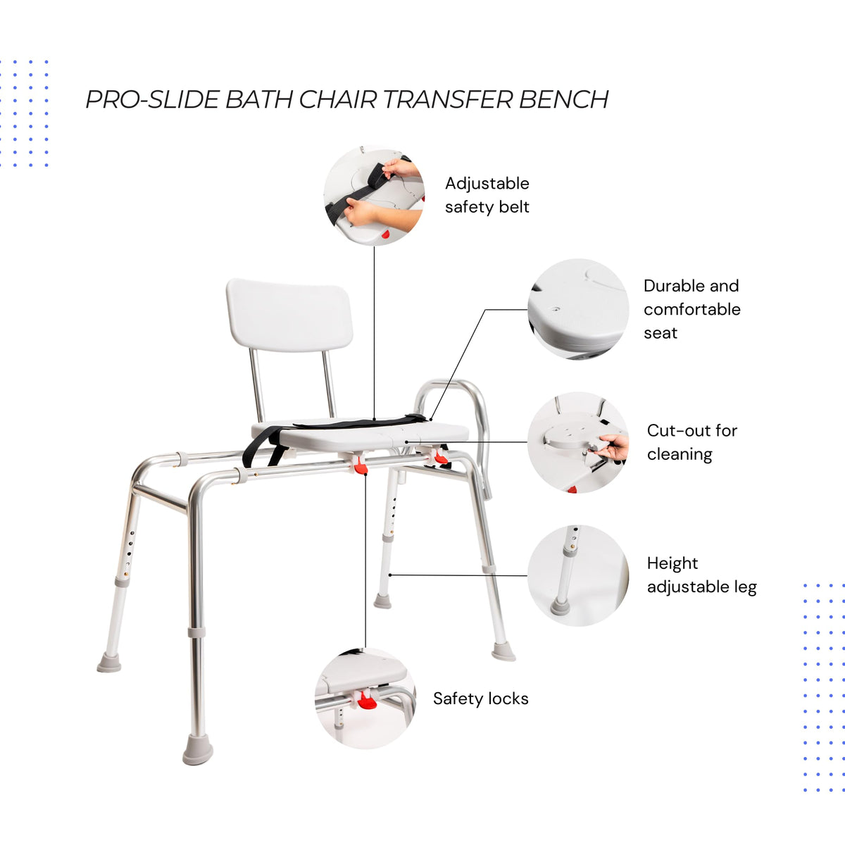 Height Adjustable Shower Chair & Tub Transfer Bench Z51949