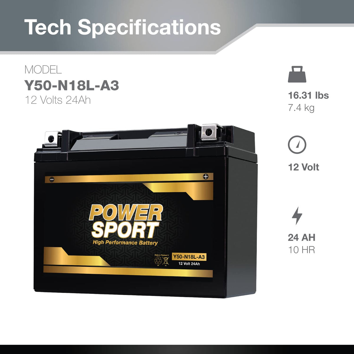 12V 24AH SLA Motorcycle Battery 330 CCA Q2996