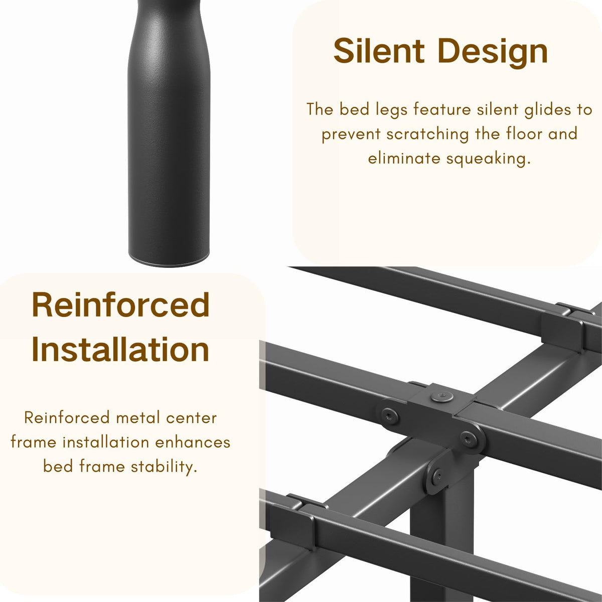 Queen Size Black Metal Bed Frame with Storage F23708