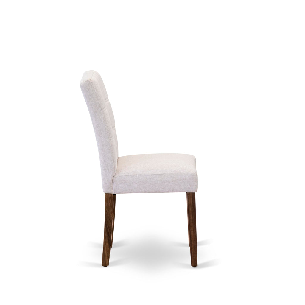 5 Piece Mid Century Dining Table Set with 4 Beige Fabric Chairs B91489