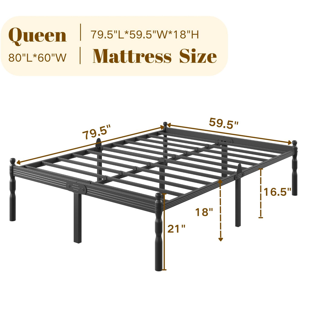 Queen Size Black Metal Bed Frame with Storage F23708