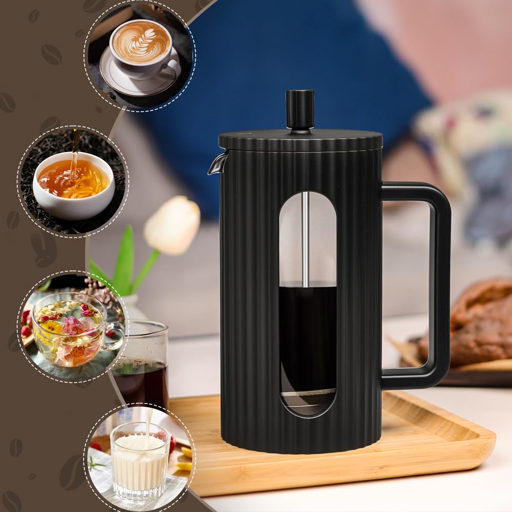 French Press Coffee Maker 12OZ Borosilicate Glass W5411