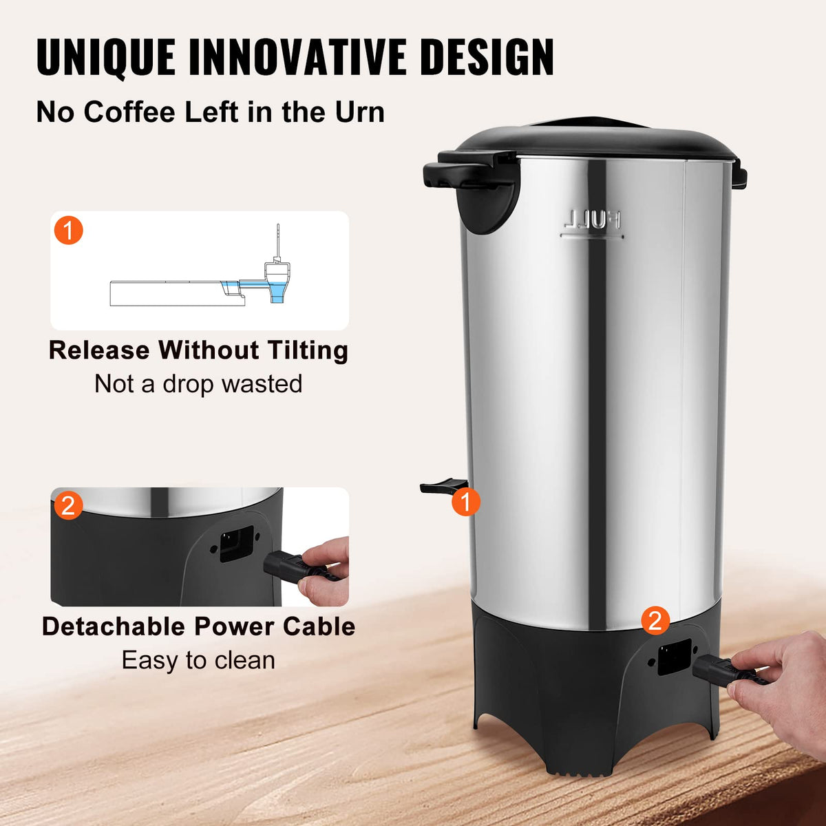 50 Cups Stainless Steel Commercial Coffee Urn W43998