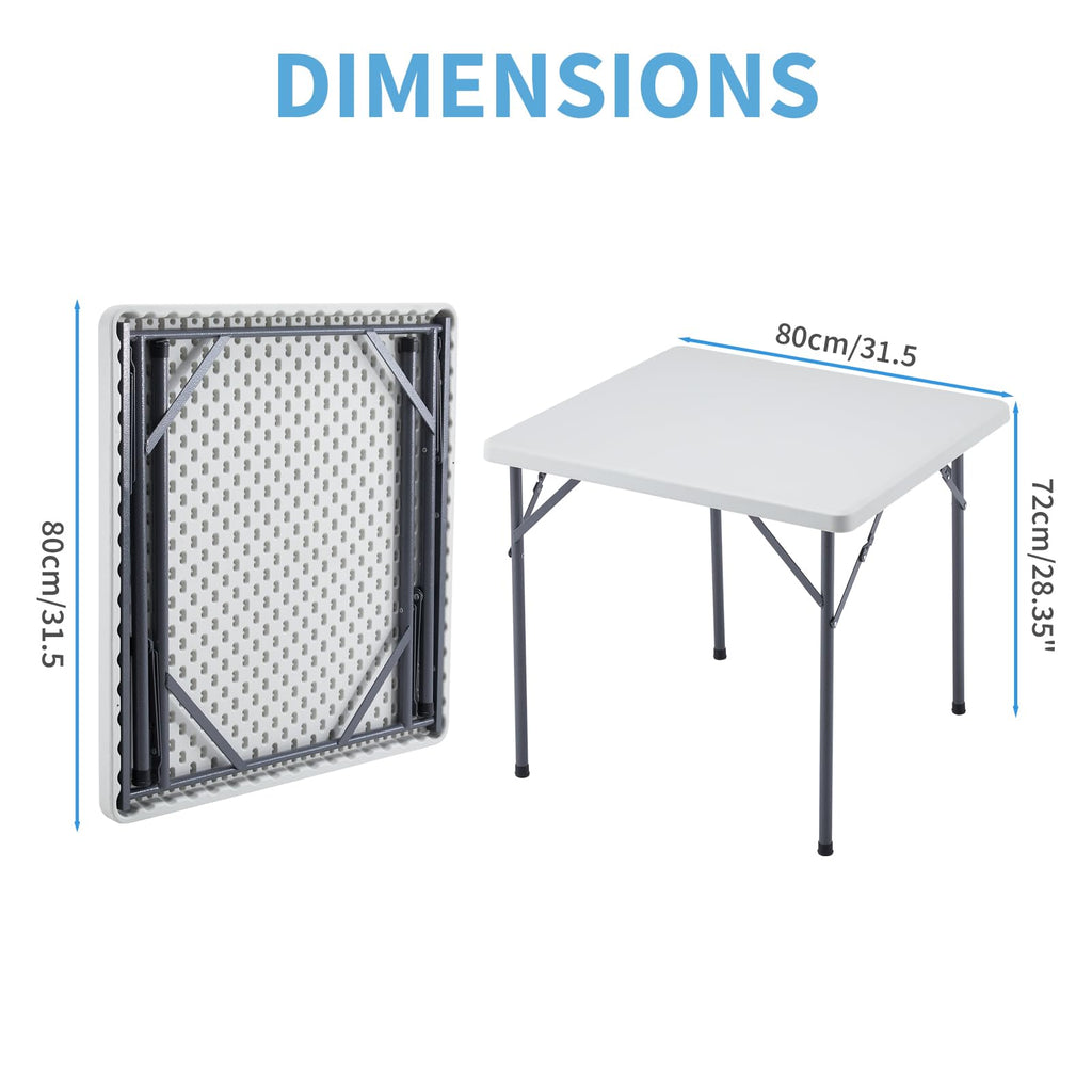 Square Folding Table 31.5"x31.5" Plastic Portable White I218