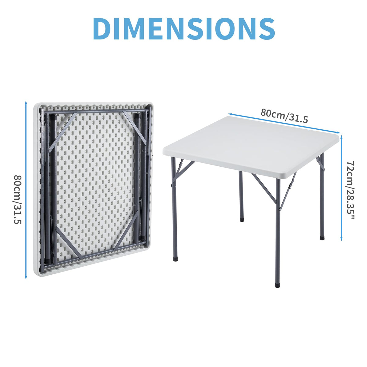 Square Folding Table 31.5"x31.5" Plastic Portable White I218