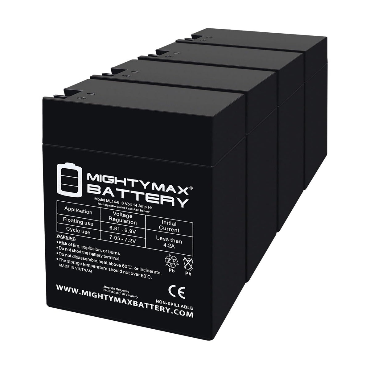6V 14Ah AGM Replacement Battery 4 Pack L334