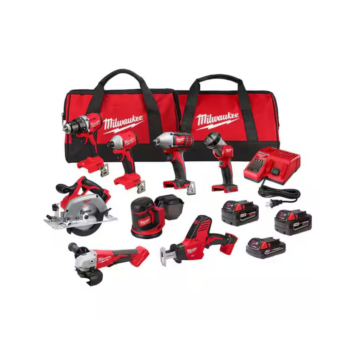 18V Cordless Power Tool Combo Kit, 8-Tool Set, 3 Batteries C2614