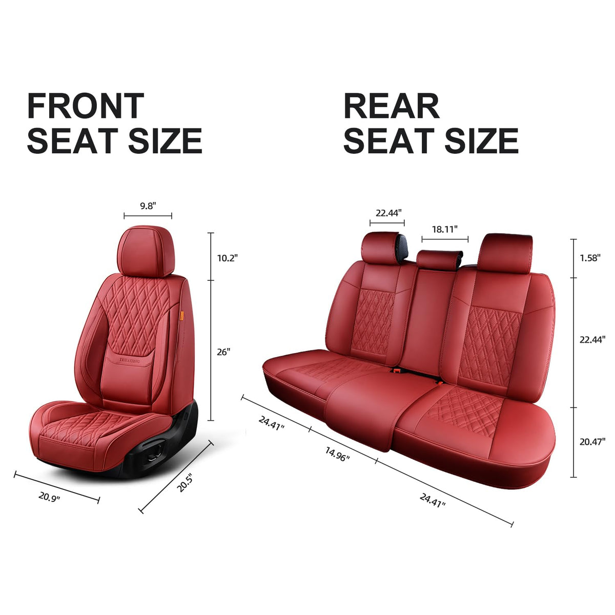 Wine Red Leather Car Seat Covers Full Set U79748