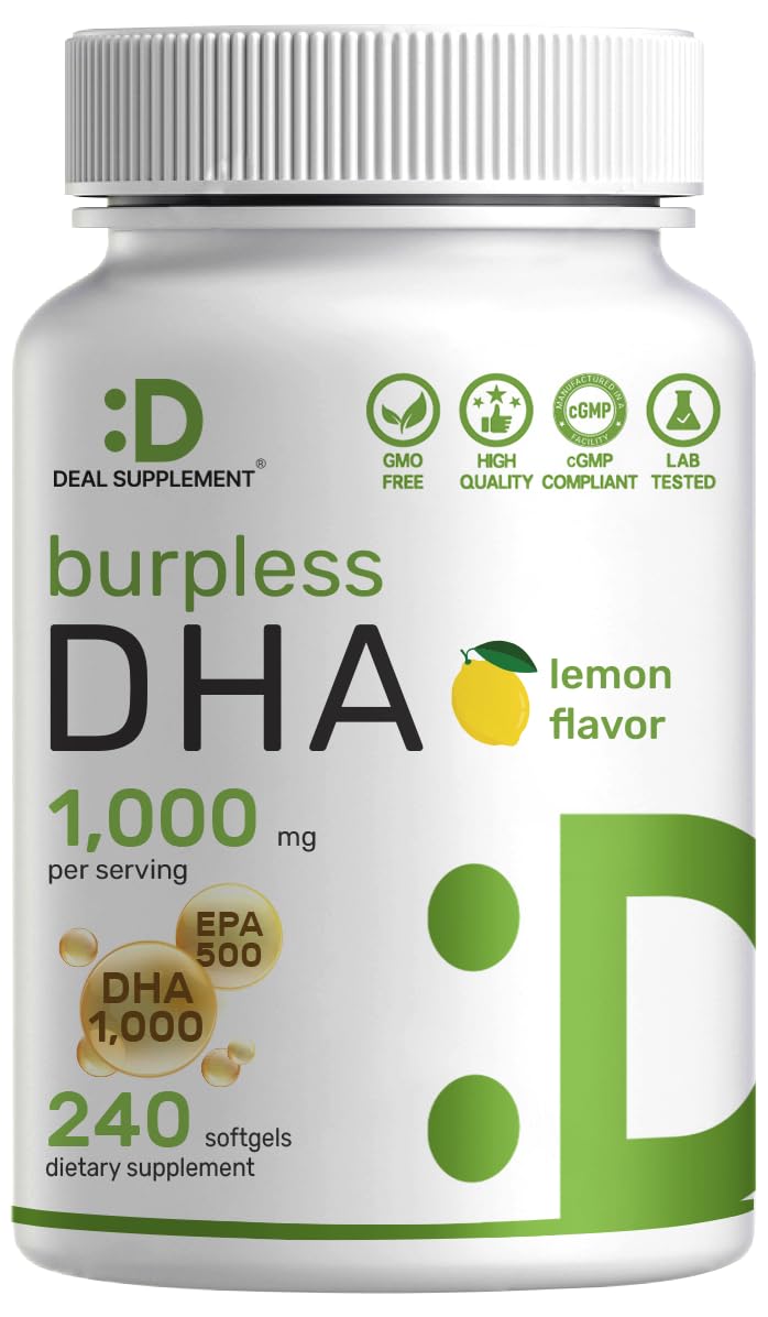 240 Softgels Lemon Flavor DHA 1000mg EPA 500mg Omega-3 Softgels Z56857