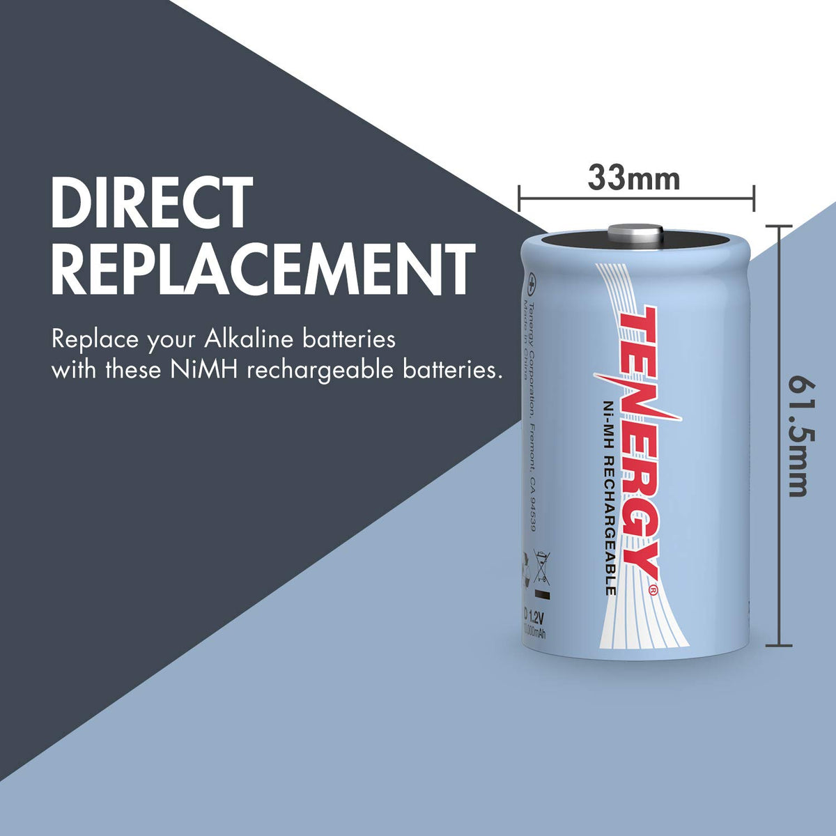 D Size 10000mAh NiMH Rechargeable Battery M864242