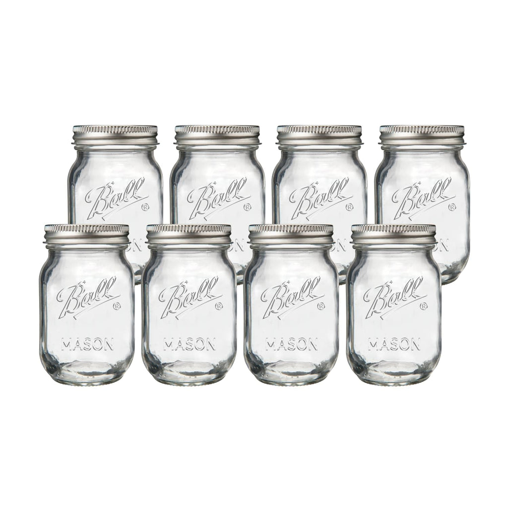 Regular Mouth Pint Glass Mason Jars, 16oz, 8-Count Q5952