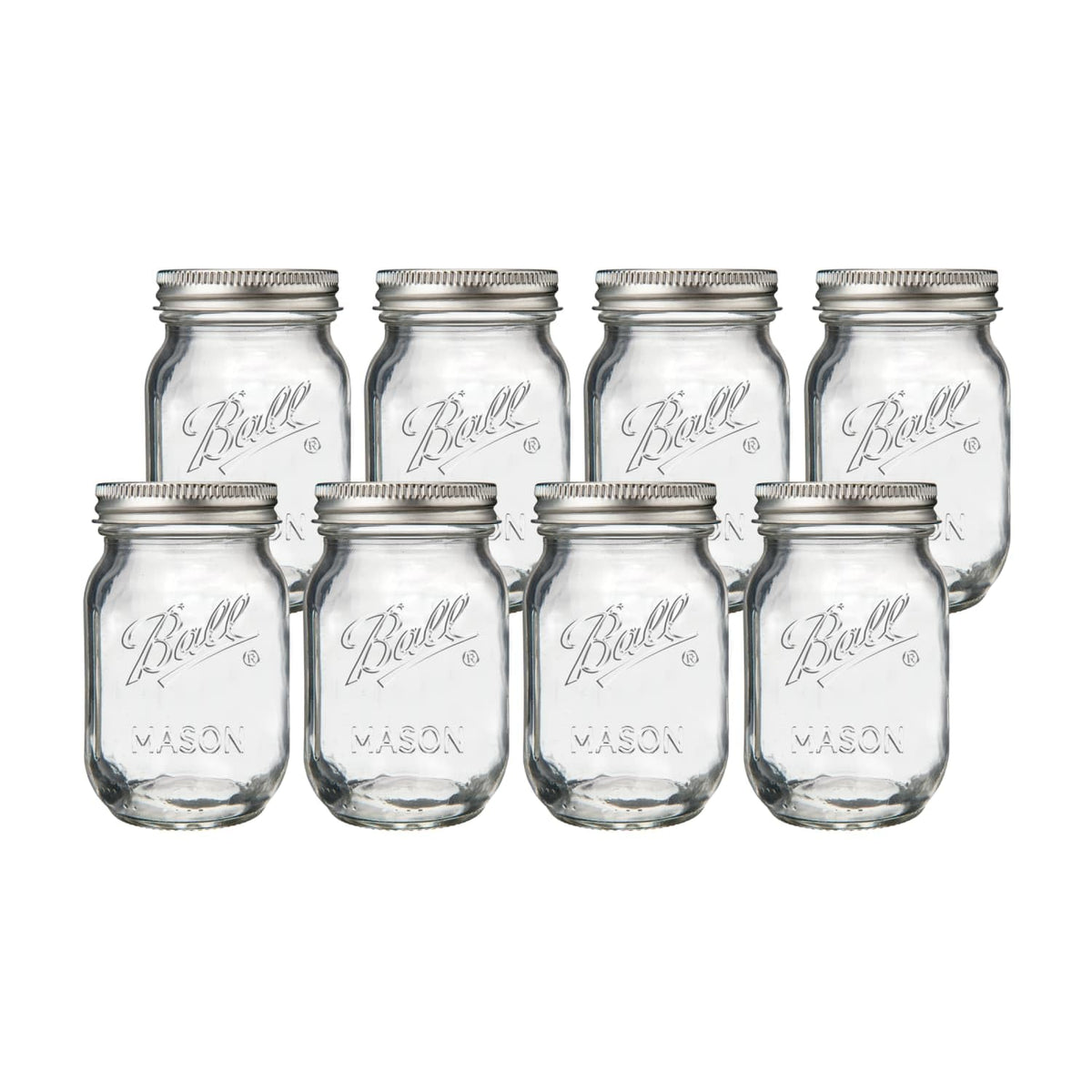 Regular Mouth Pint Glass Mason Jars, 16oz, 8-Count Q5952
