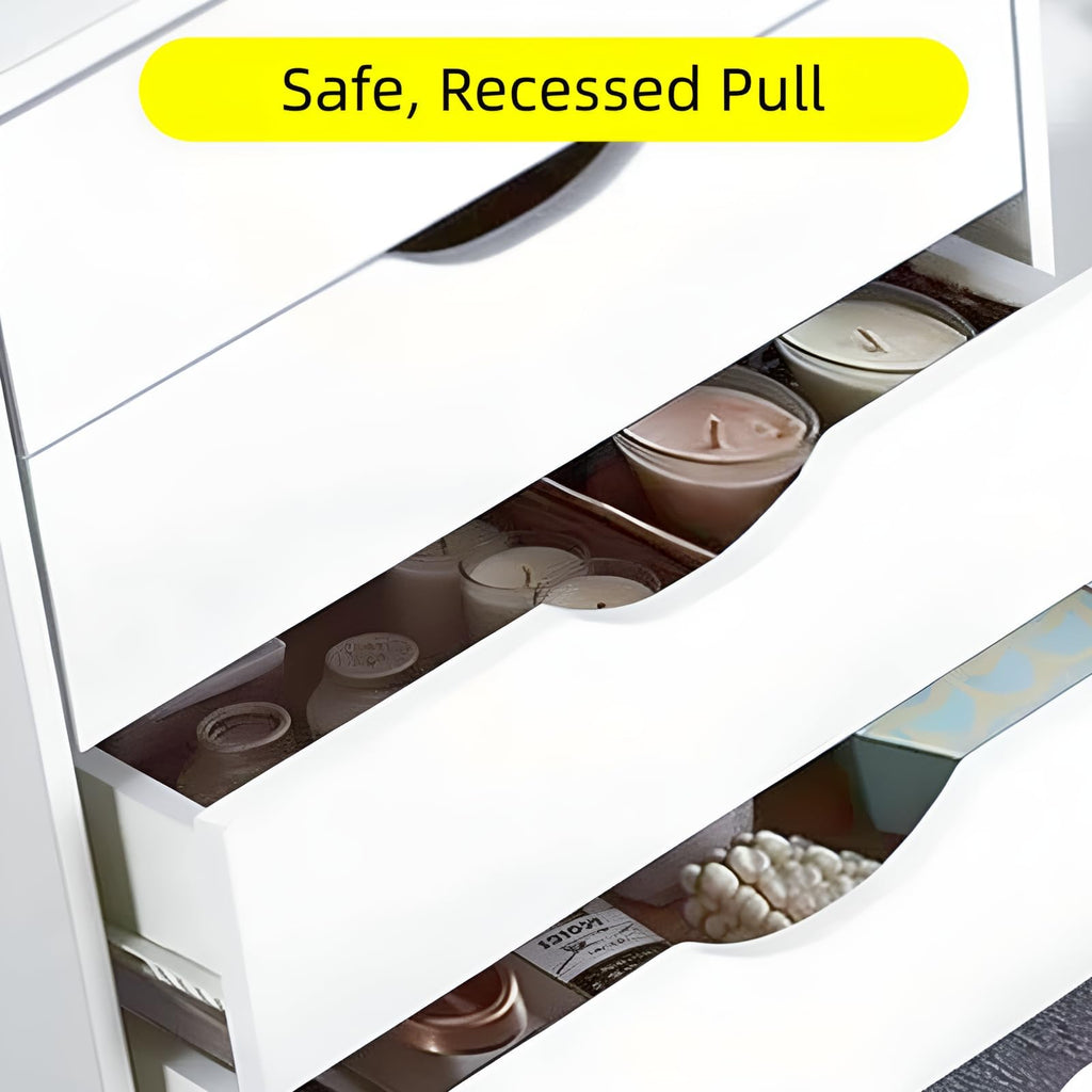 White 5 Drawer Mobile File Cabinet Q308
