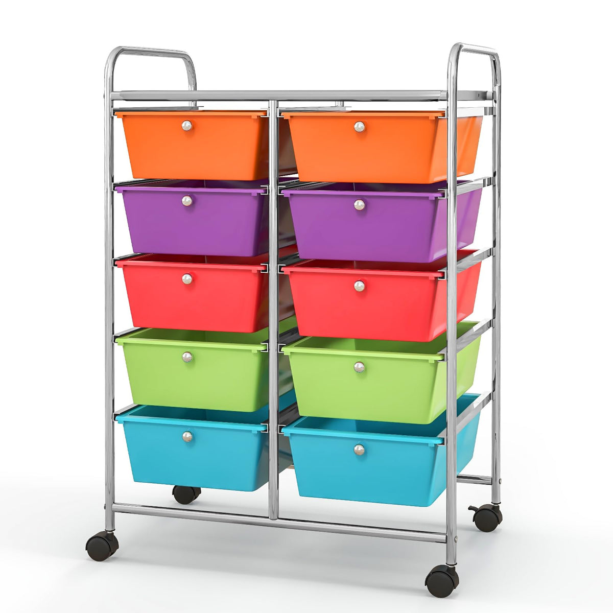 10 Drawer Rolling Storage Cart with Lockable Wheels L492057