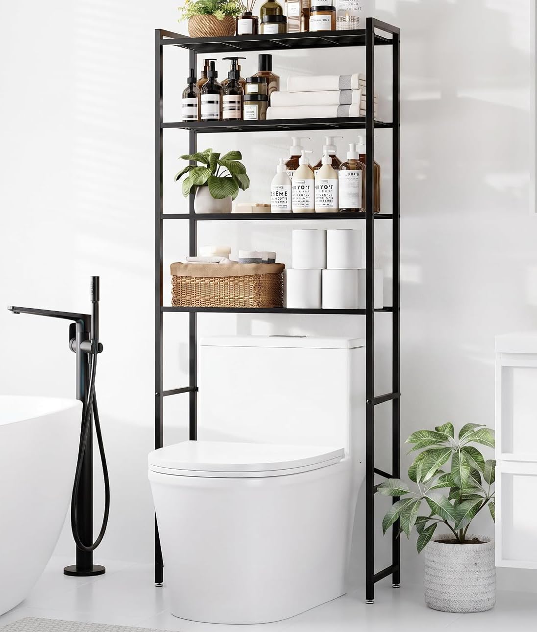 4-Tier Over The Toilet Storage Rack, Black K589