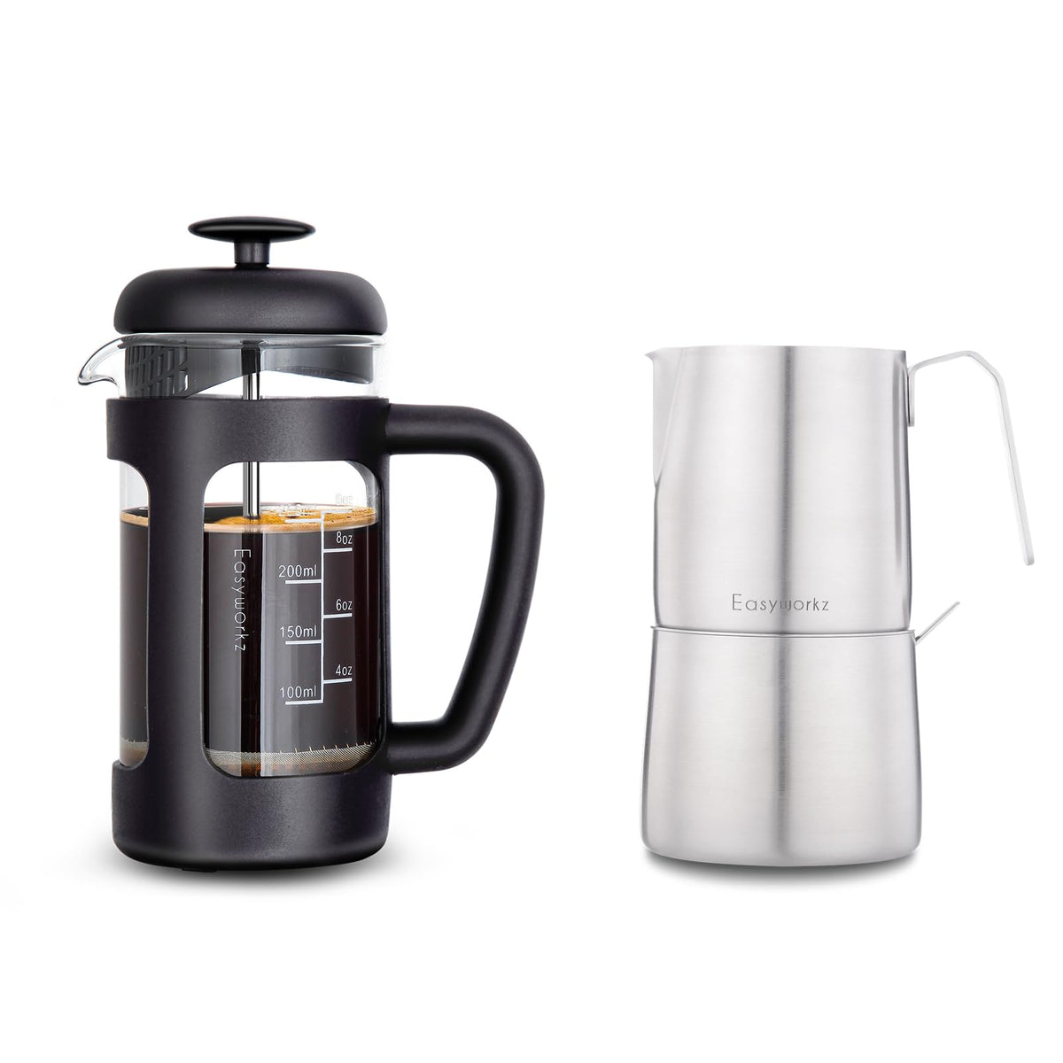 12 oz Stainless Steel French Press and Creamer Set I453966