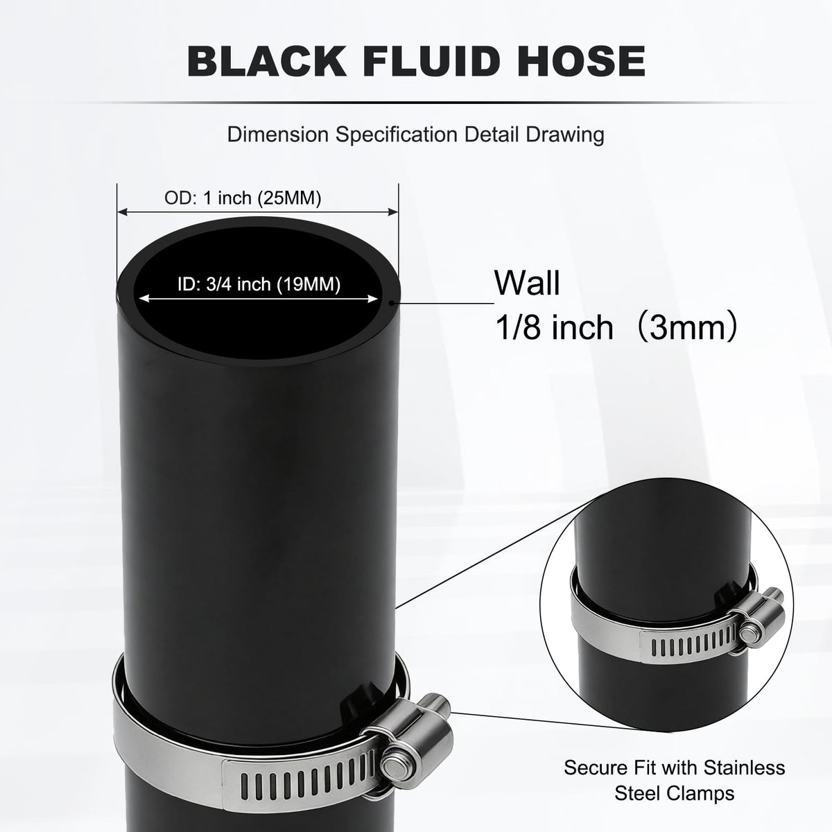 3/4 Inch ID x 100ft PVC Hose with 4 Stainless Steel Hose Clamps C379244