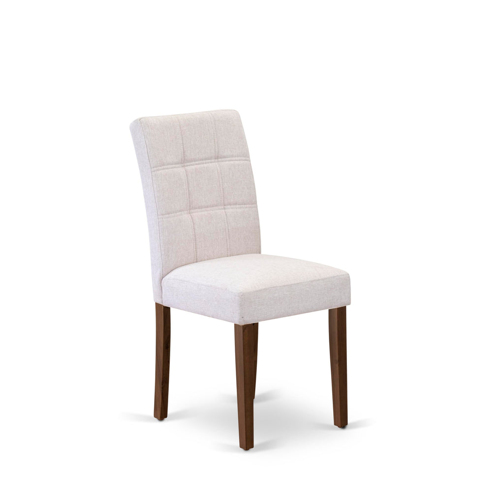 5 Piece Mid Century Dining Table Set with 4 Beige Fabric Chairs B91489