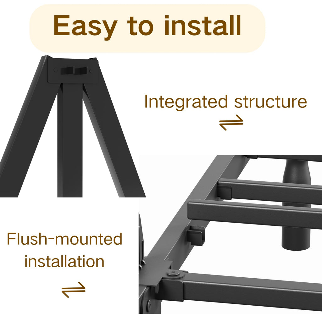 Queen Size Black Metal Bed Frame with Storage F23708