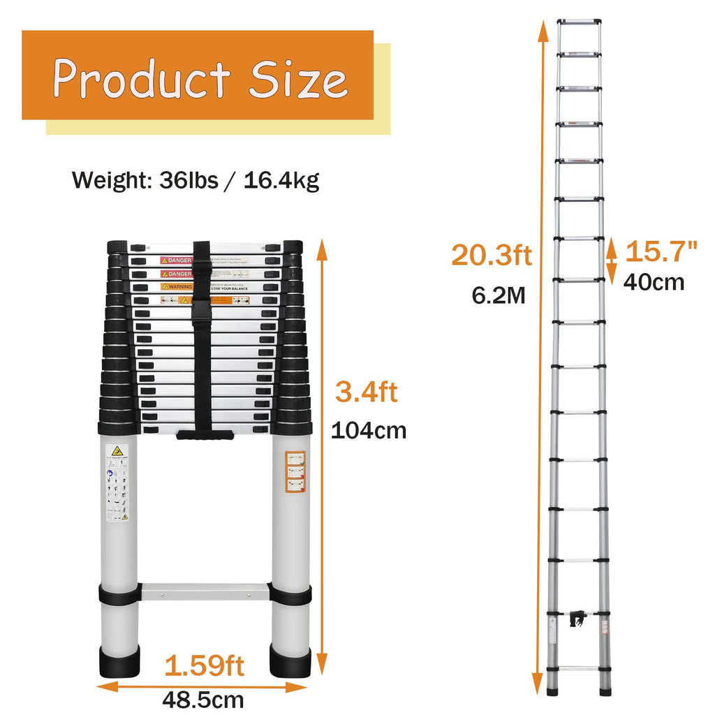 20.3ft Aluminum Telescoping Ladder 330lbs M271