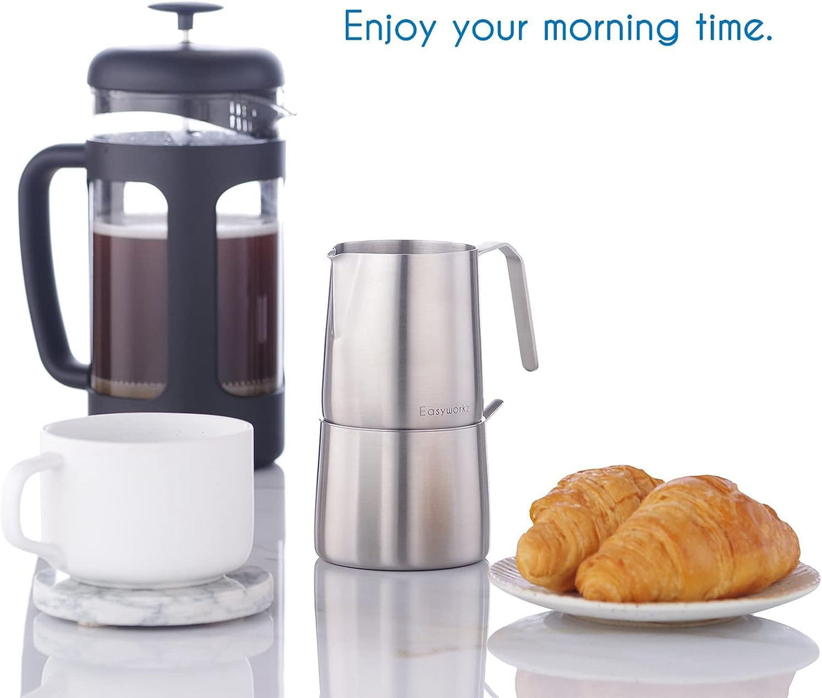 12 oz Stainless Steel French Press and Creamer Set I453966
