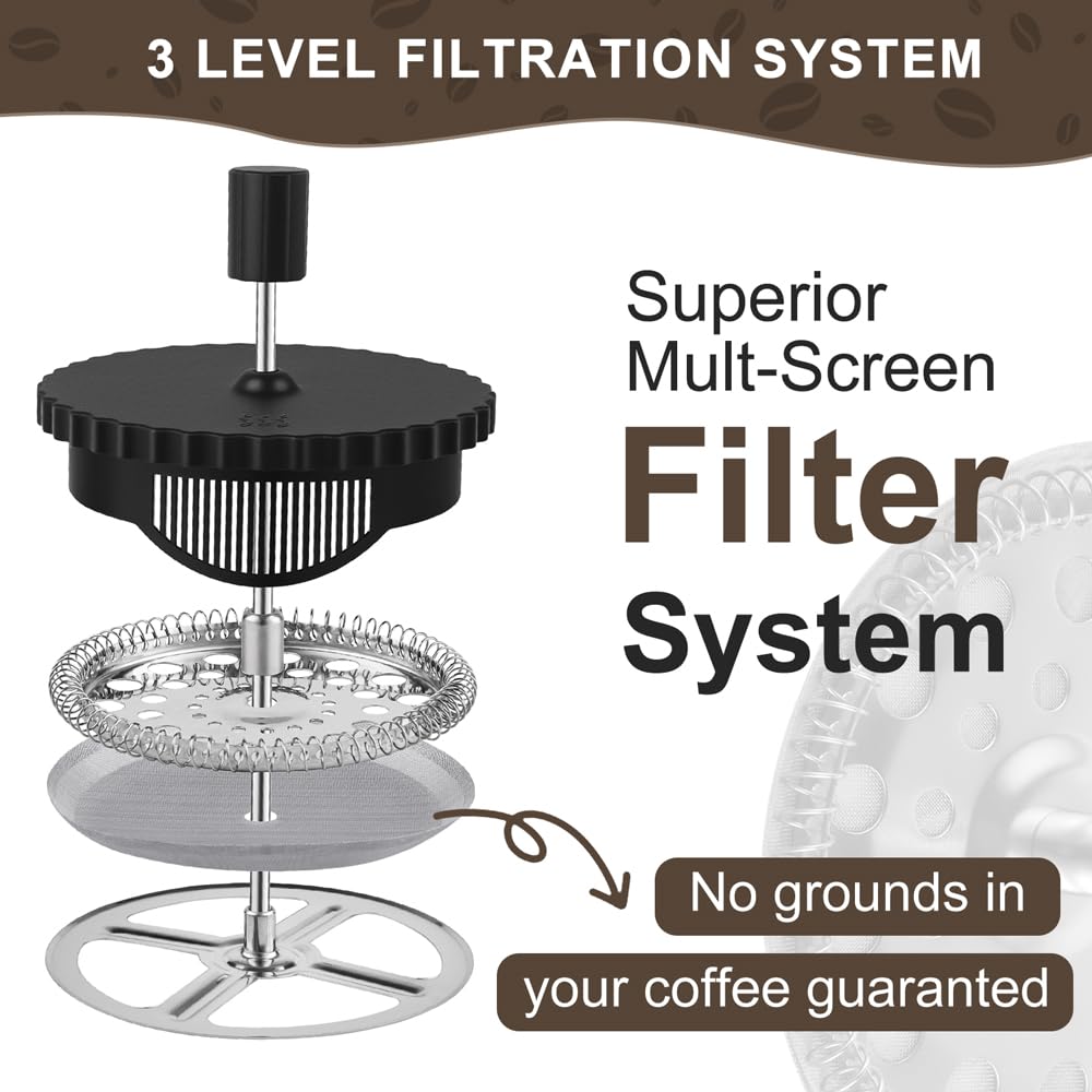 French Press Coffee Maker 12OZ Borosilicate Glass W5411