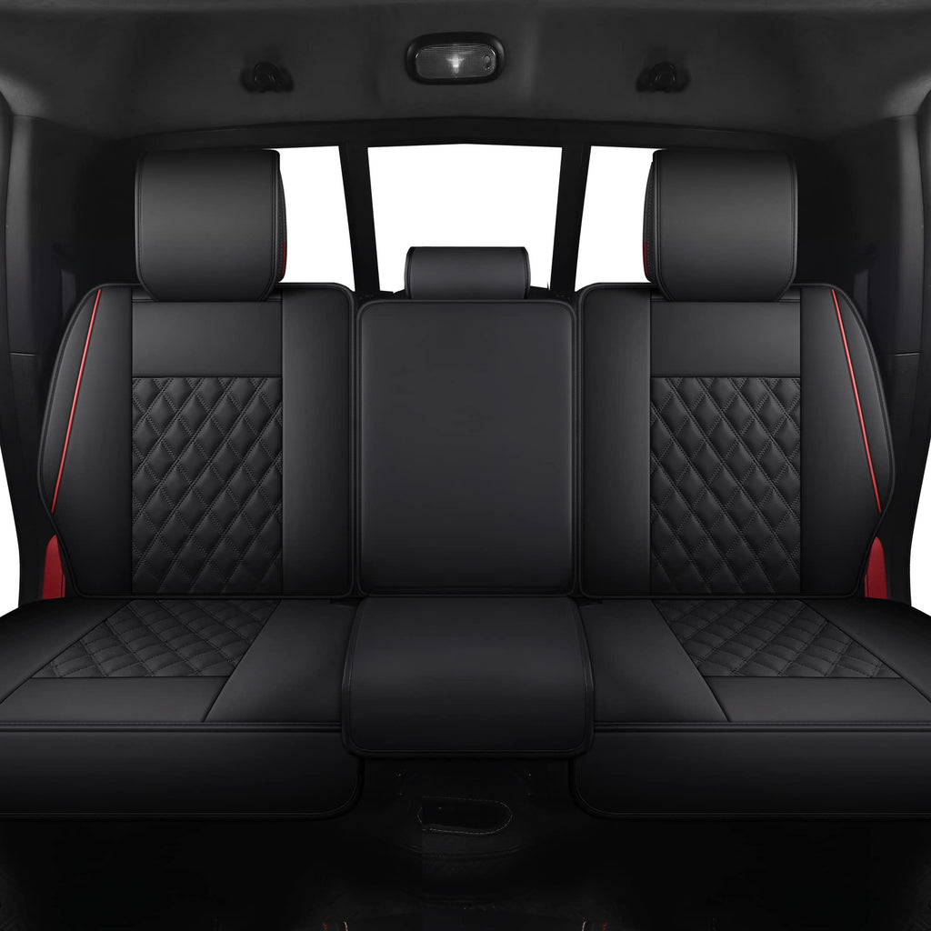 Waterproof Synthetic Leather Car Seat Covers 5PCS Full Set Black Red B2673