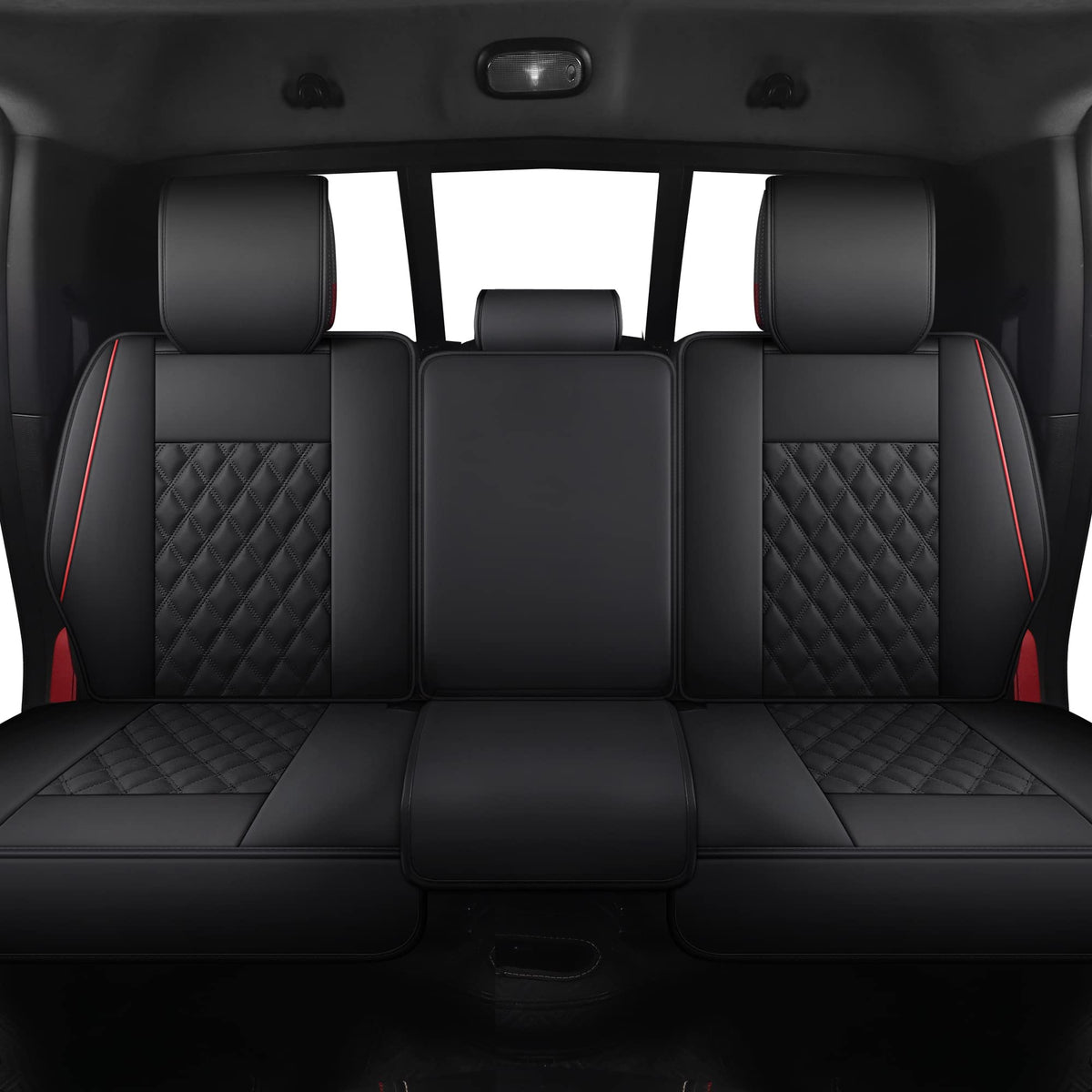 Waterproof Synthetic Leather Car Seat Covers 5PCS Full Set Black Red B2673