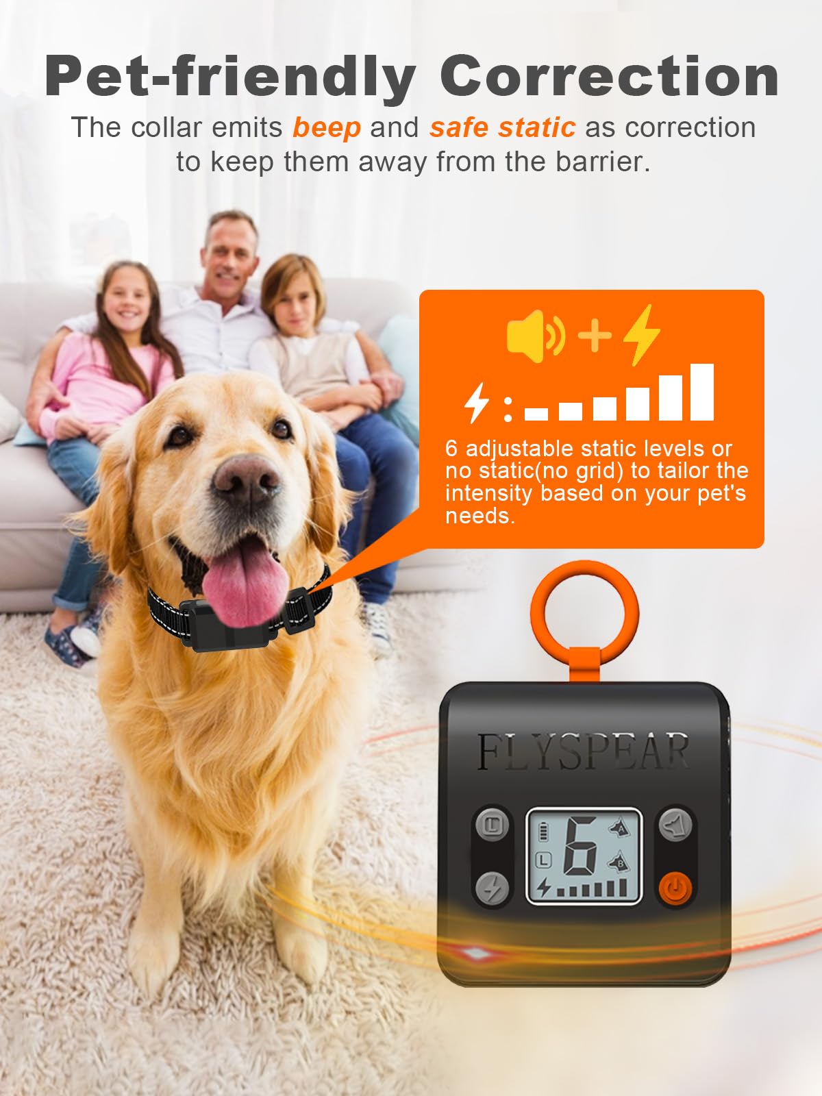 Wireless Rechargeable Indoor Pet Barrier with 6 Adjustable Range R19210