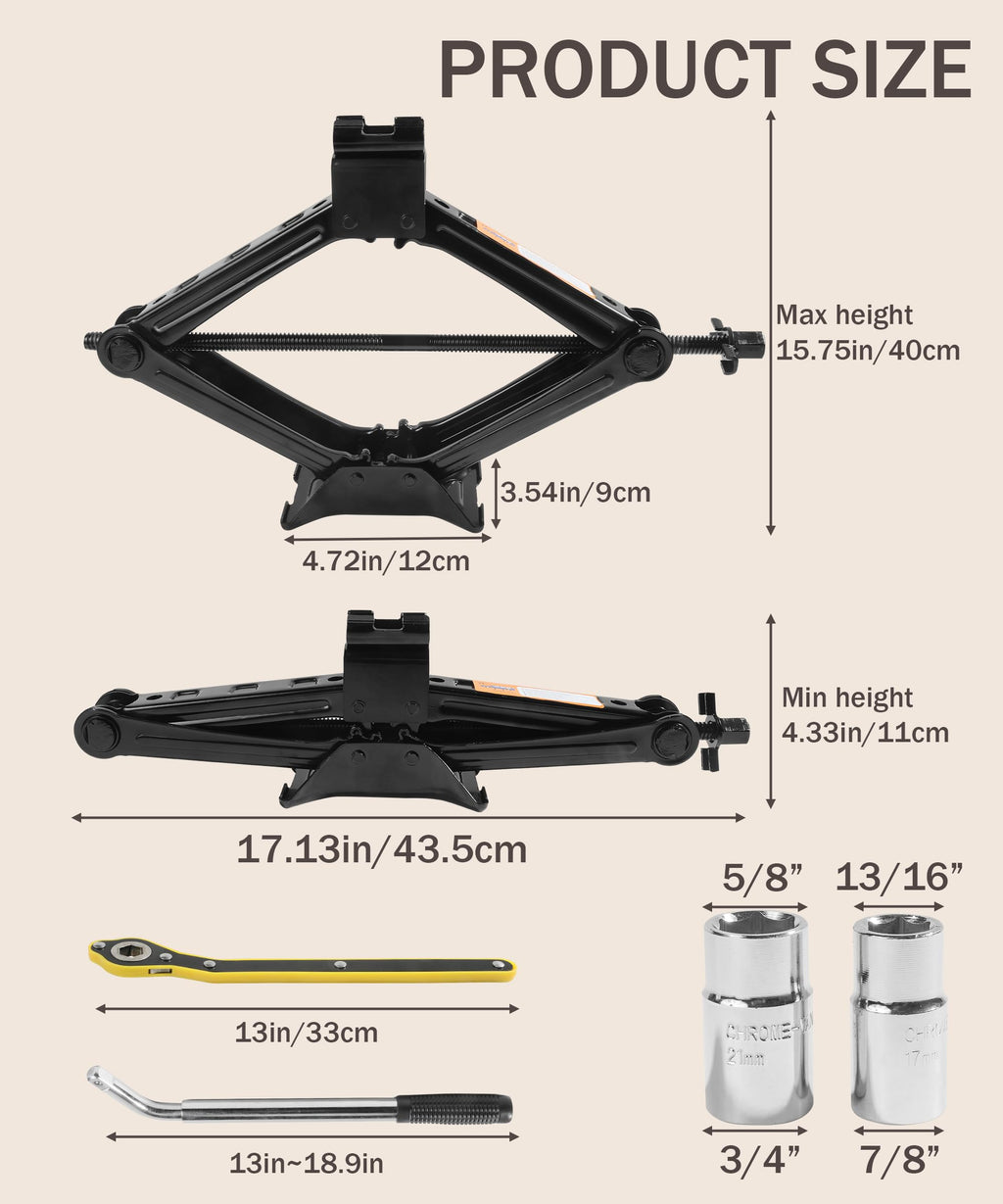 2 Ton Scissor Jack Lift with Lug Wrench E9545