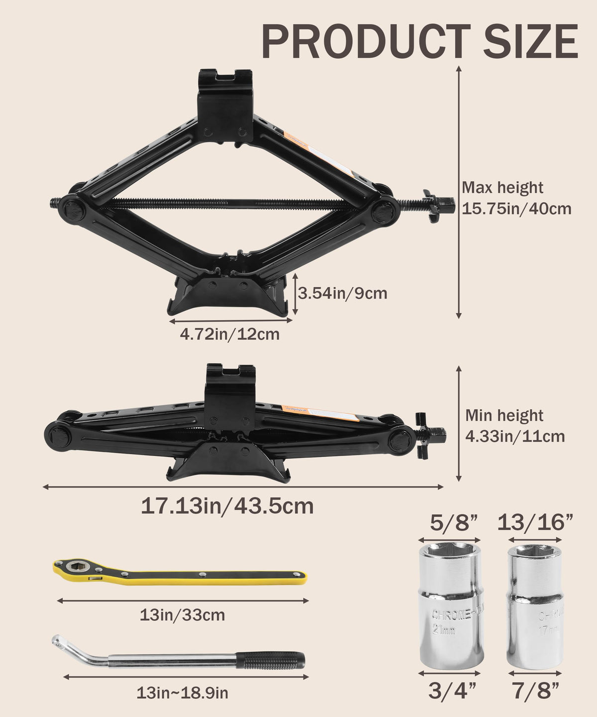 2 Ton Scissor Jack Lift with Lug Wrench E9545