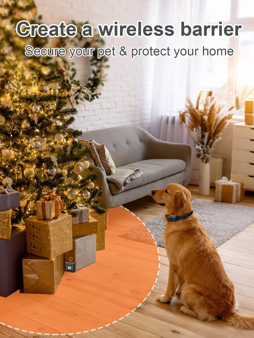 Wireless Rechargeable Indoor Pet Barrier with 6 Adjustable Range R19210